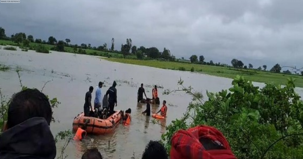 SDRF team rescues 8 persons, about 300 sheep stuck on island of Moran river in MP’s Narmadapuram